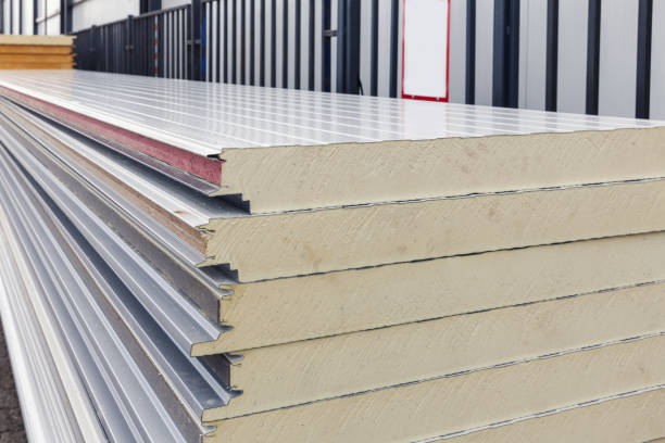 insulation panels on piles, close up